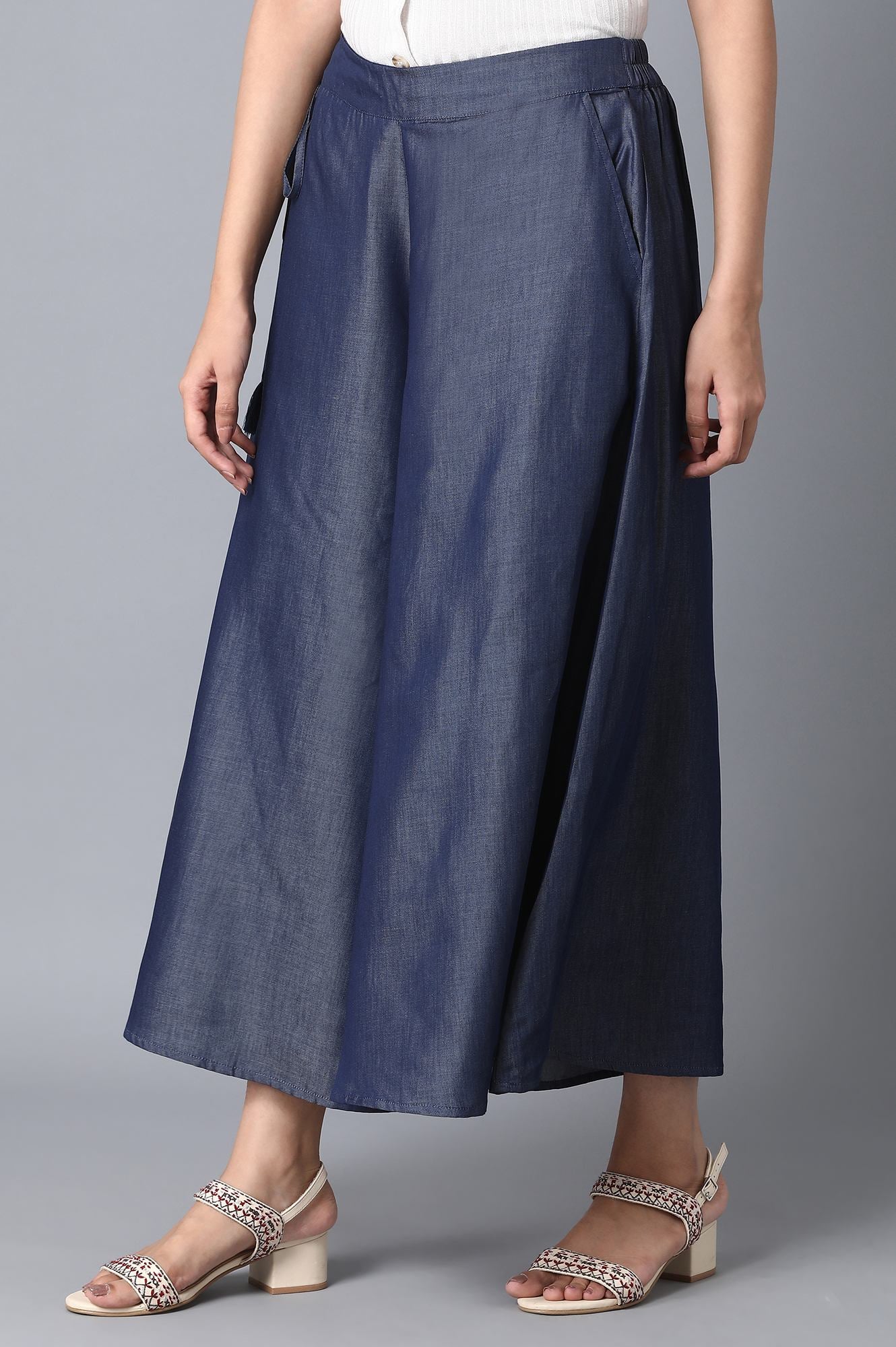 Blue Straight Culottes