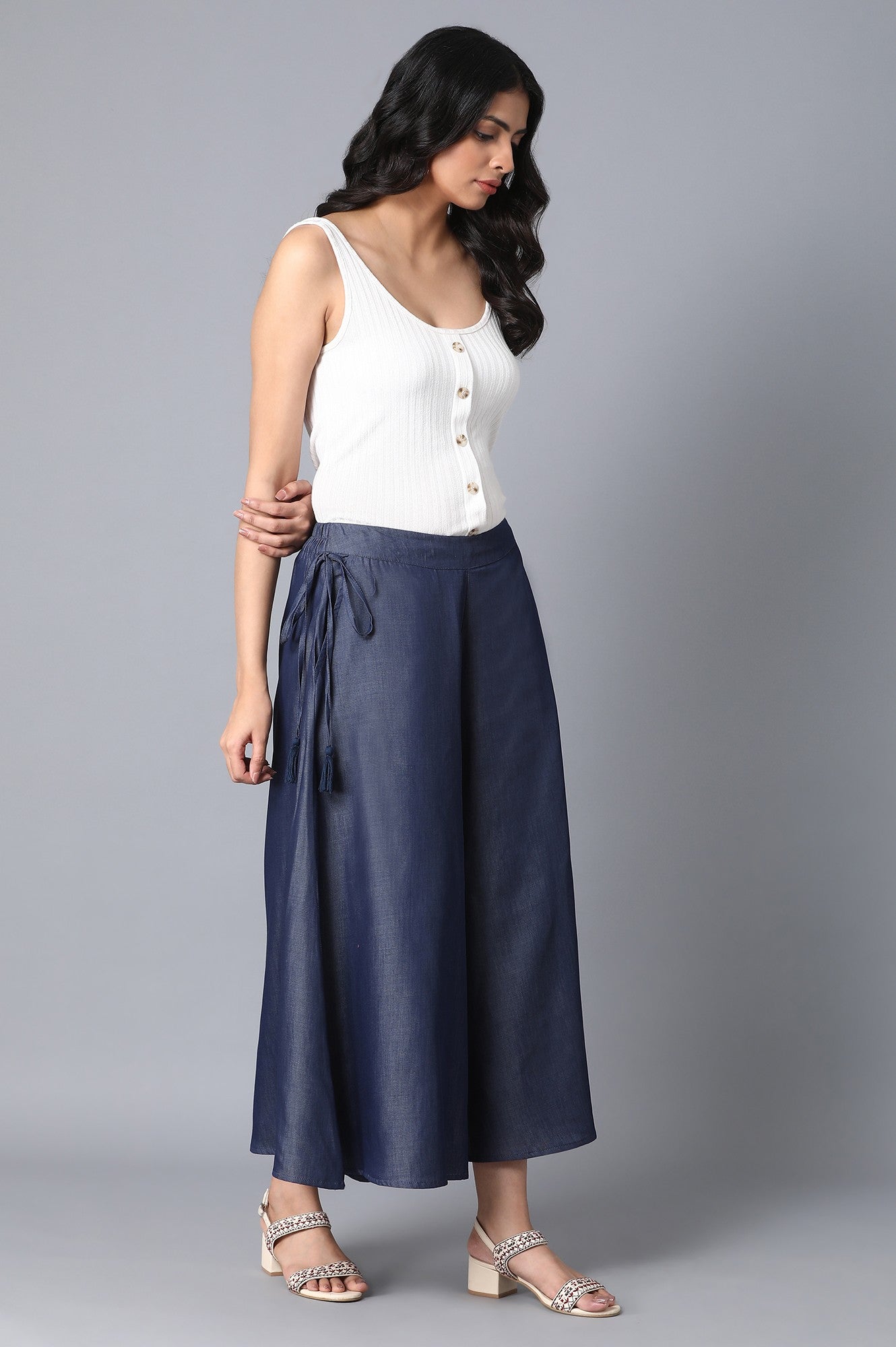 Blue Straight Culottes