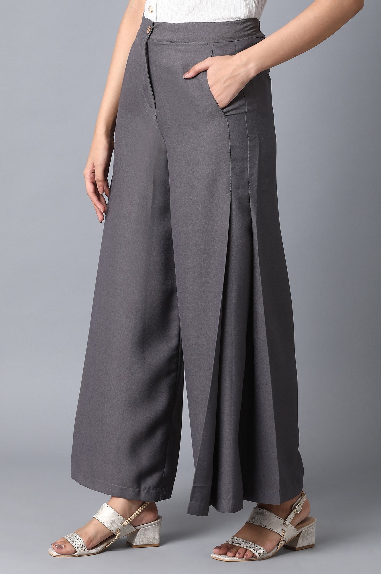 Grey Loose Fit Palazzo