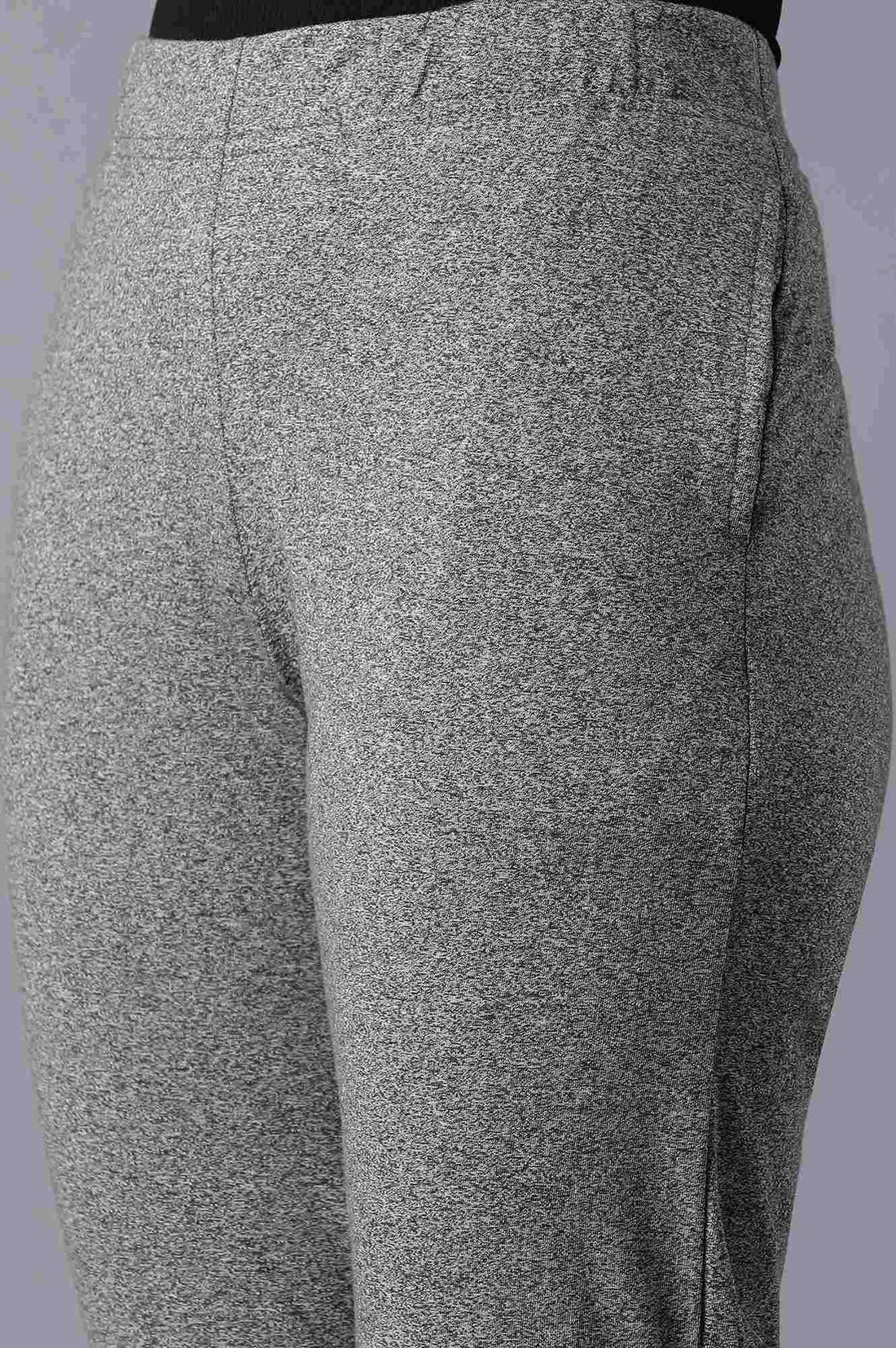 Grey Solid Straight Fit Cotton Palazzo With Elasticated Waist