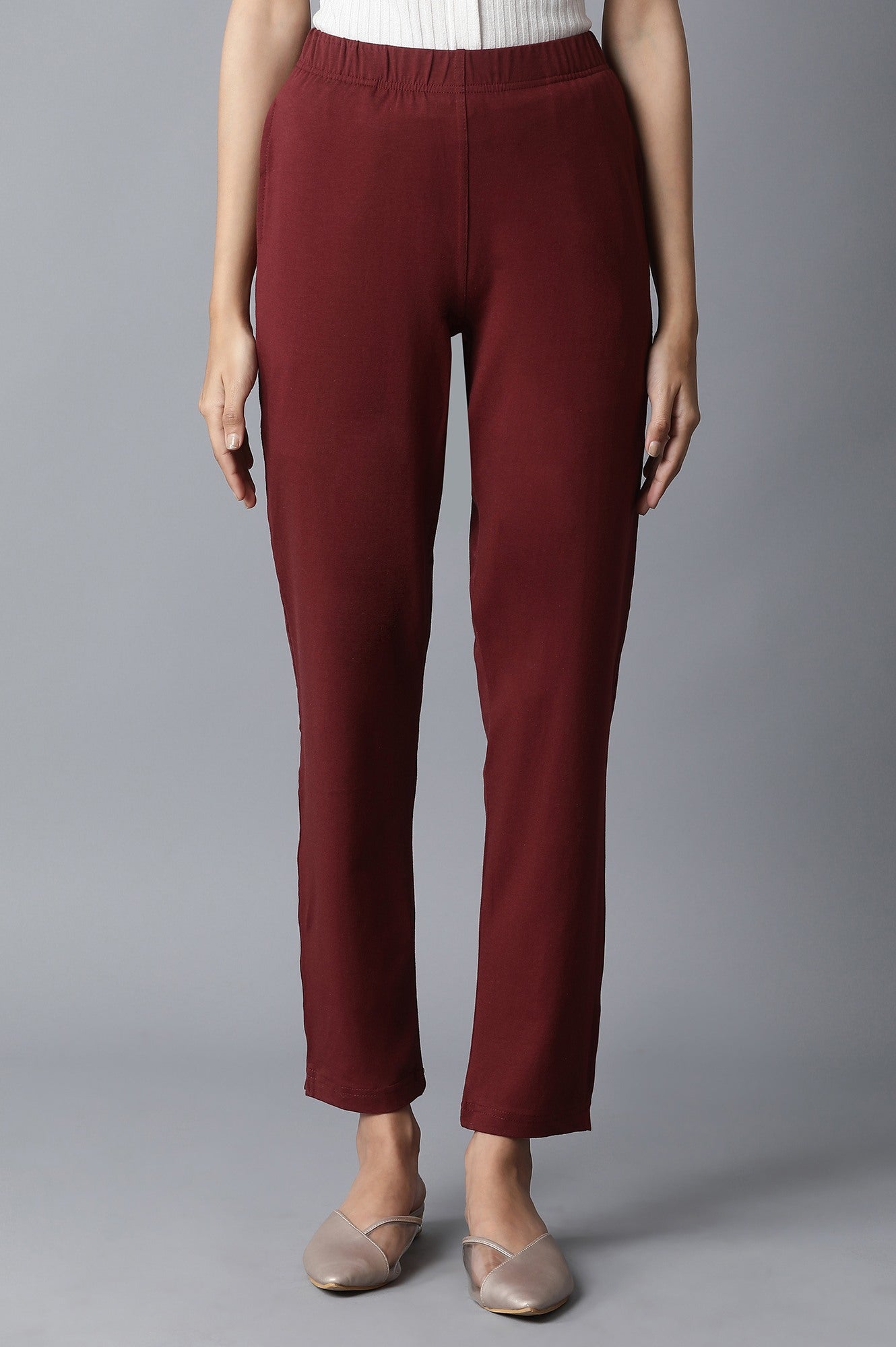 Maroon Straight Pants