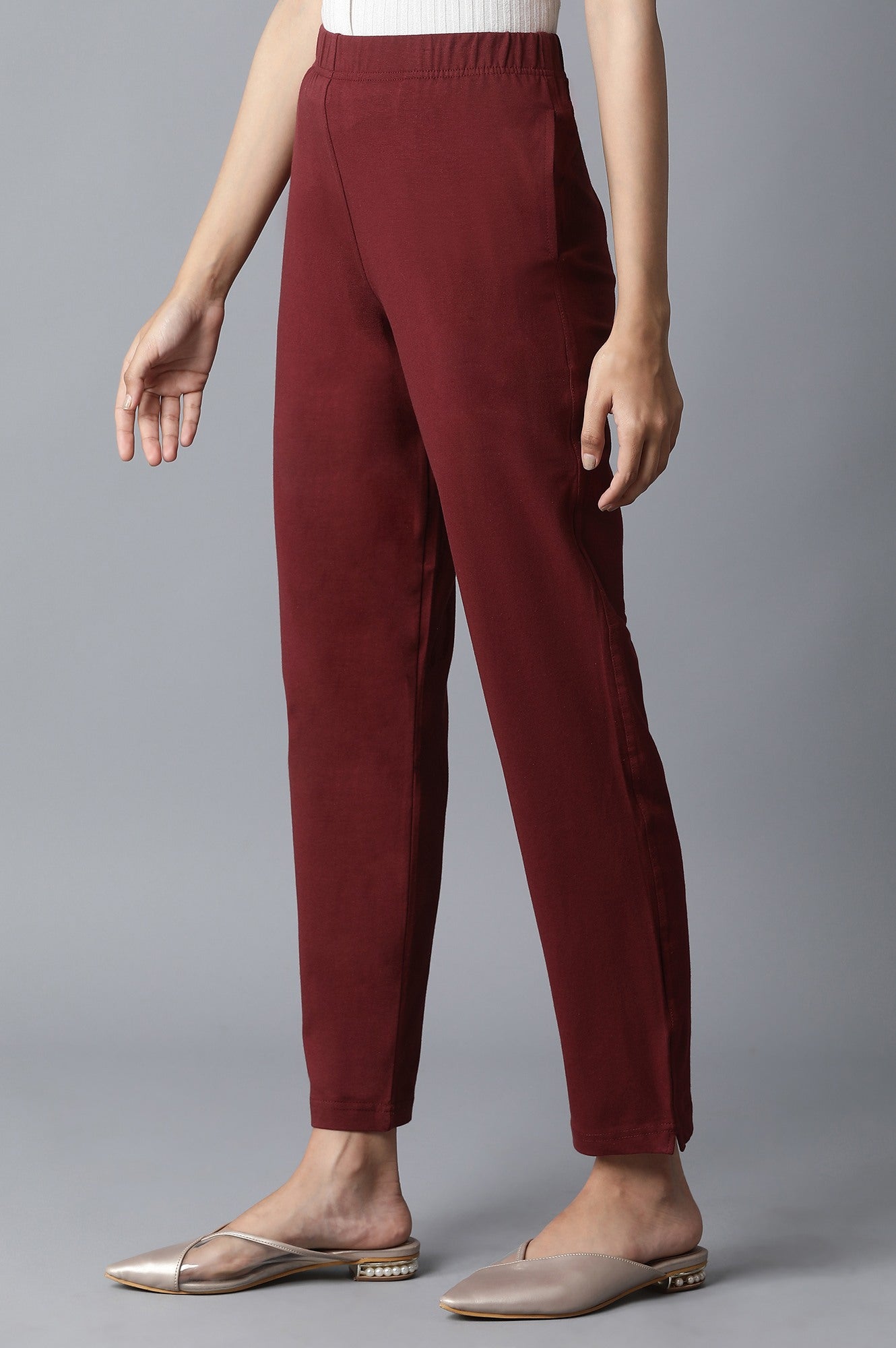 Maroon Straight Pants