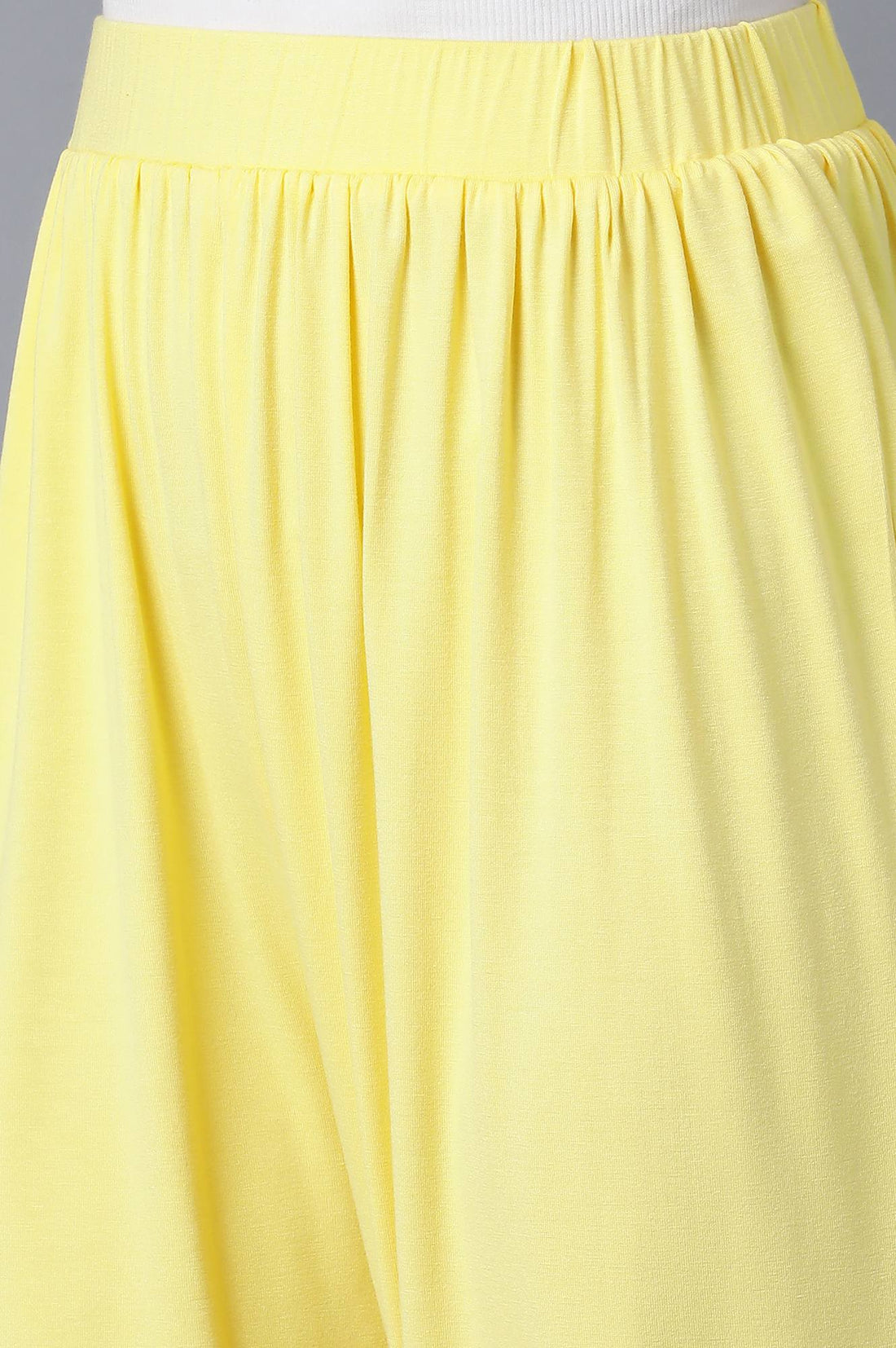 Yellow Solid Flared Pants With Elasticated Waist