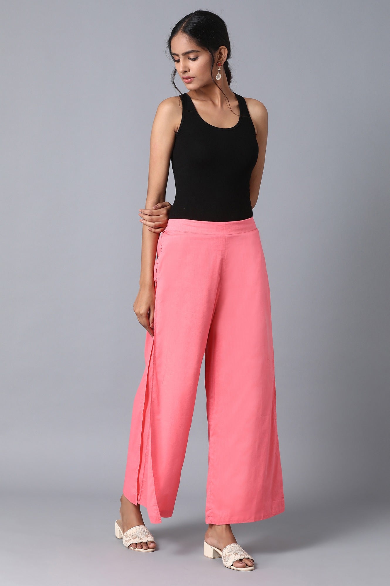 Pink Slim Fit Palazzo Pants