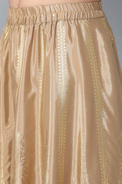 Golden Printed Flared Skirt