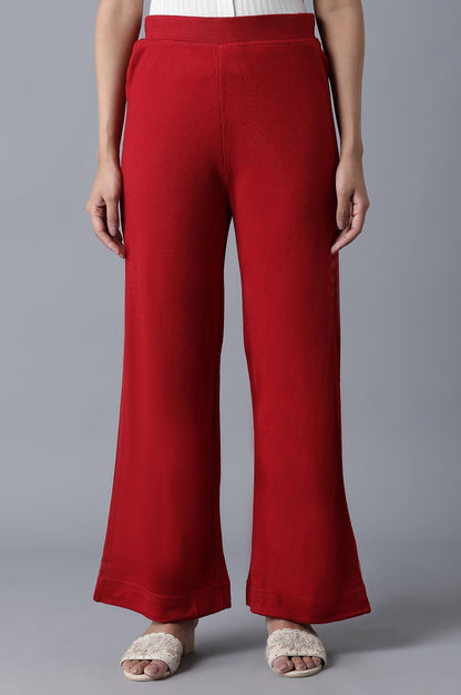 Red Ankle Length Palazzo