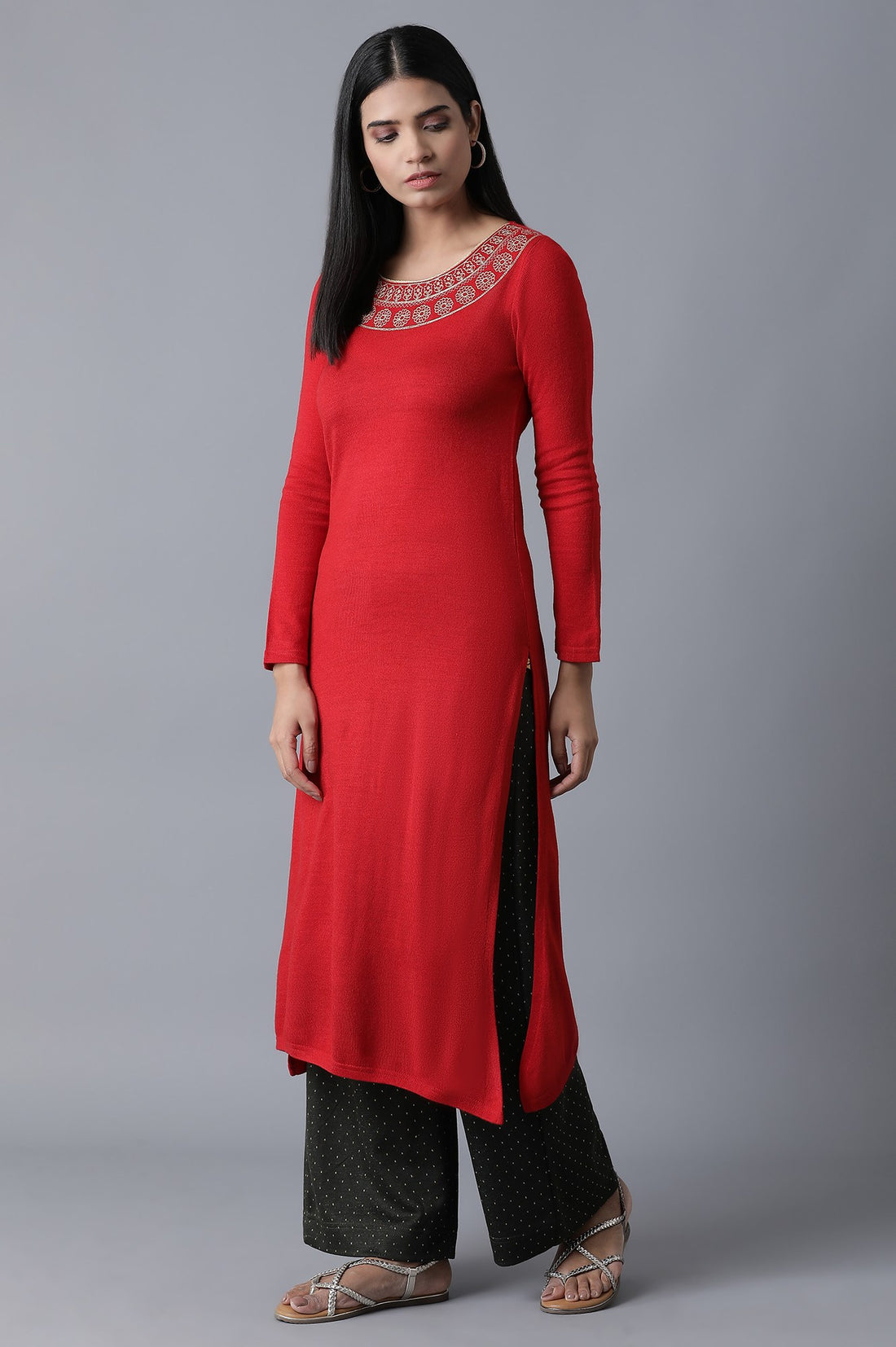 Green Solid Straight Fit Palazzo With Elasticated Waist