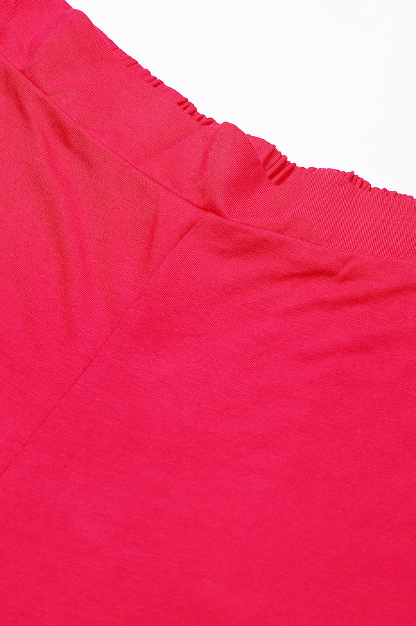 Pink Solid Flared Palazzo With Elasticated Waist