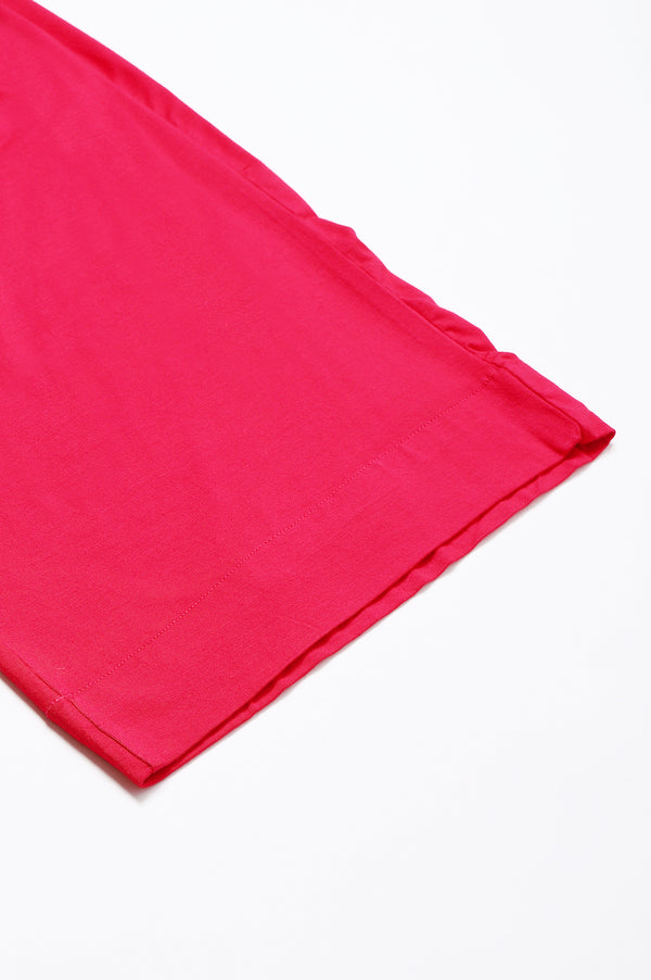 Pink Solid Flared Palazzo With Elasticated Waist