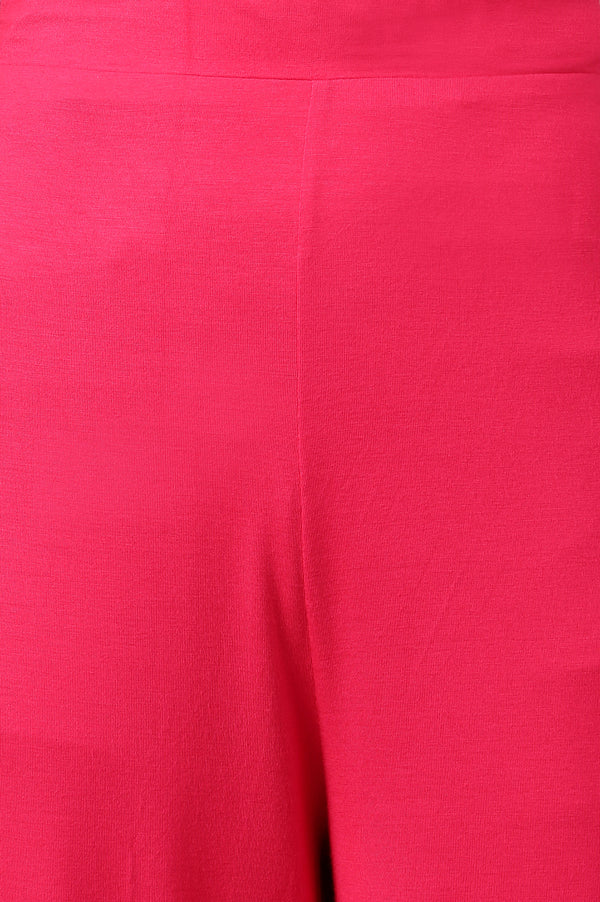 Pink Solid Flared Palazzo With Elasticated Waist