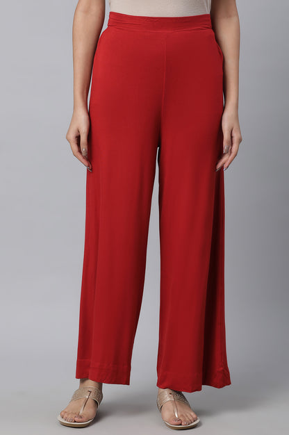 Red Loose Fit Palazzo