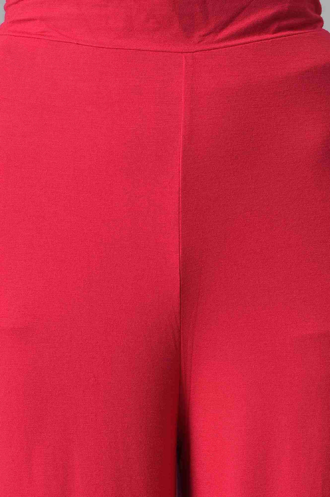 Pink Solid Straight Fit Palazzo With Elasticated Waist