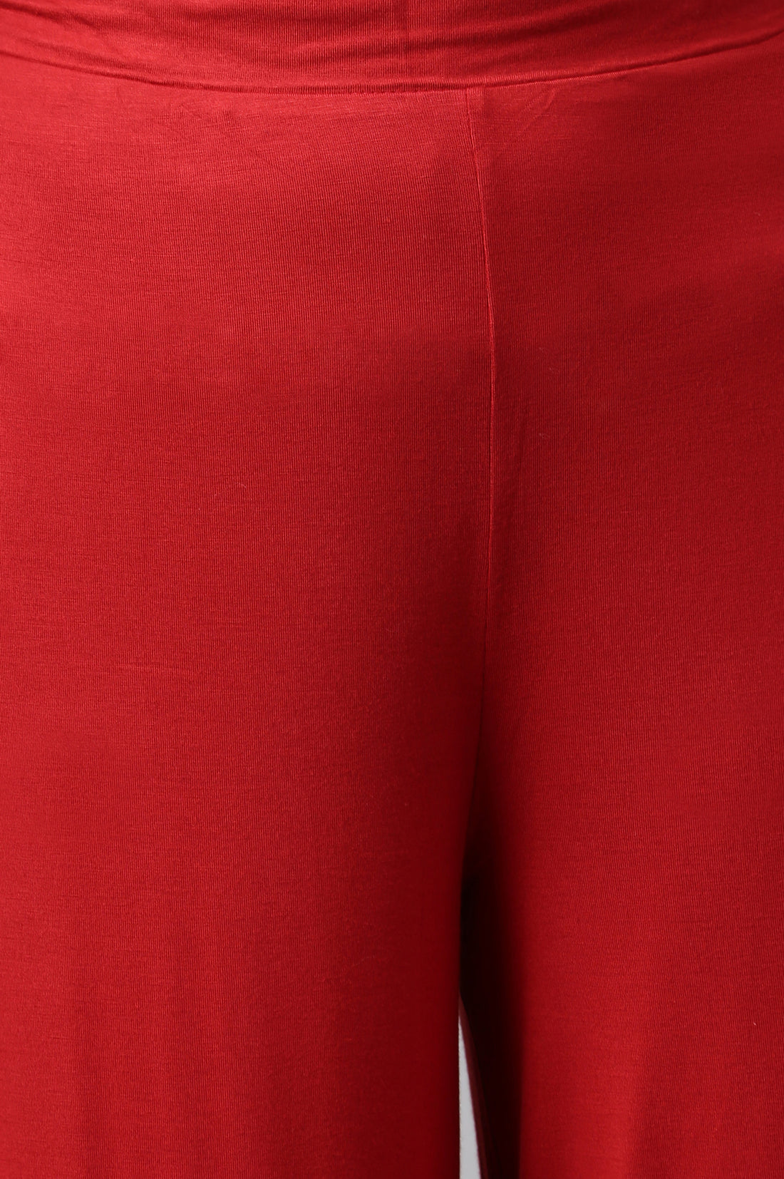 Red Solid Straight Fit Palazzo With Elasticated Waist