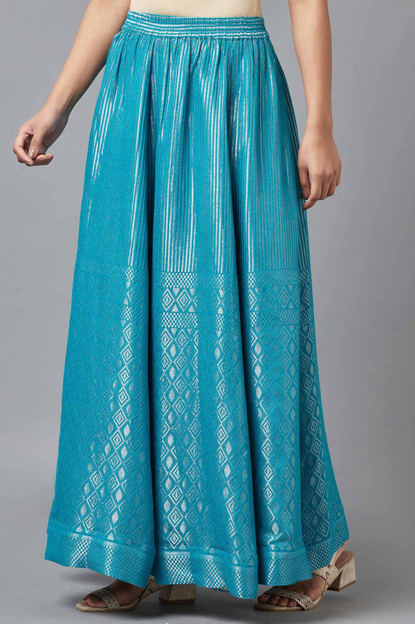 Turquoise Dobby Print Skirt