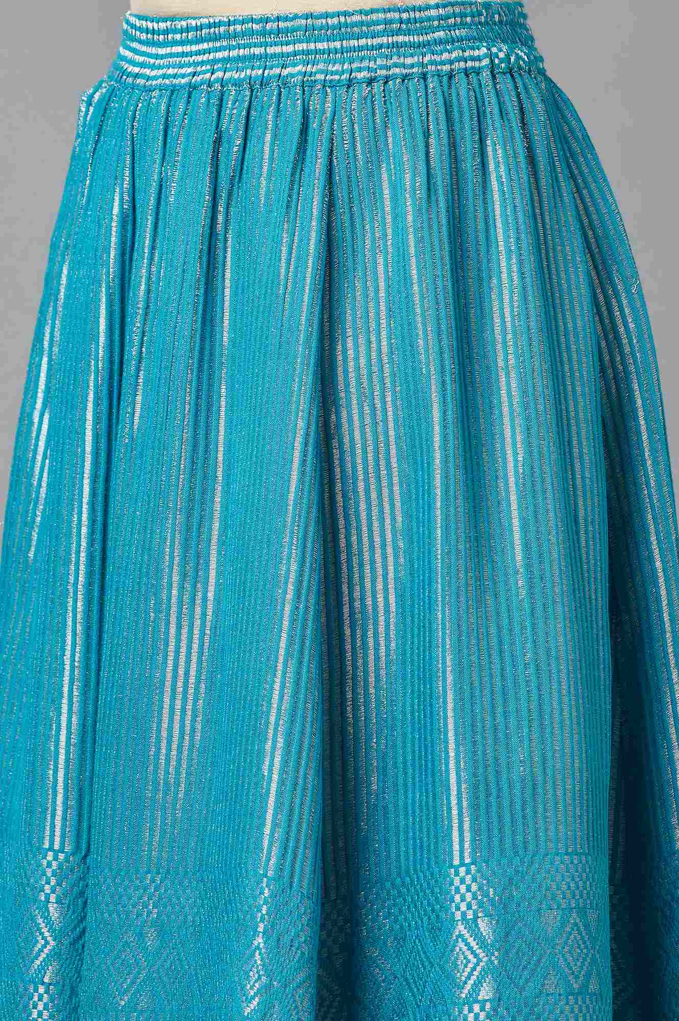 Turquoise Dobby Print Skirt