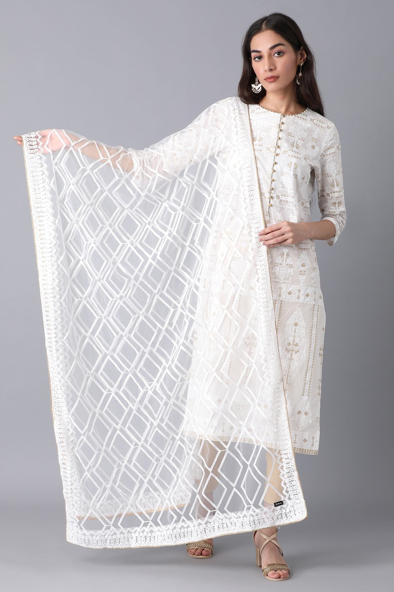 White Net Dupatta