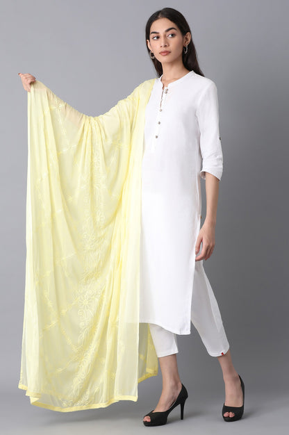 Light Yellow Embroidered Dupatta