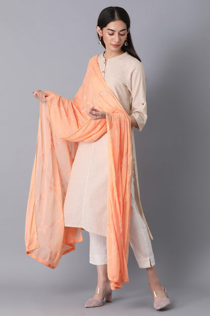 Peach Embroidered Dupatta