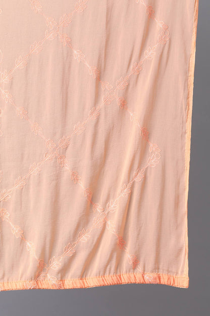 Peach Embroidered Dupatta