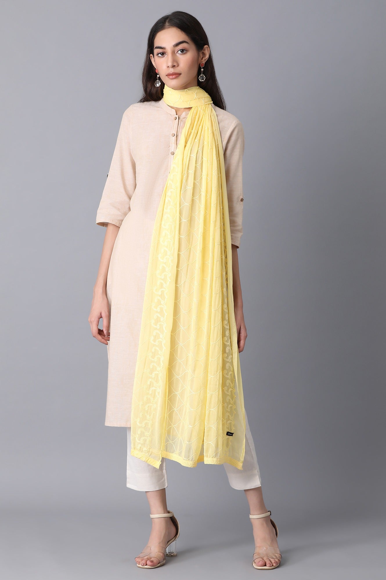 Yellow Embroidered Dupatta