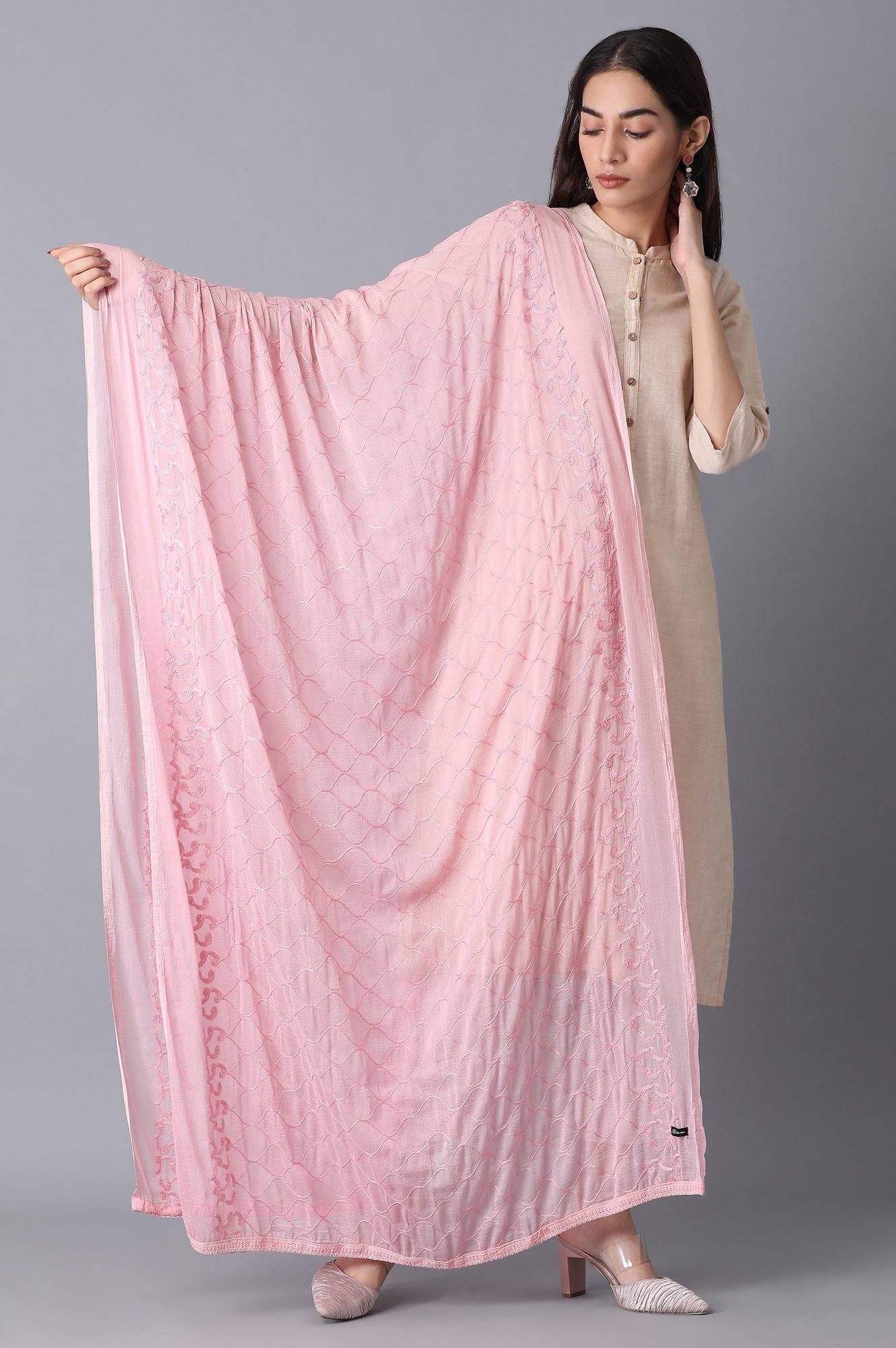 Light Pink Embroidered Dupatta