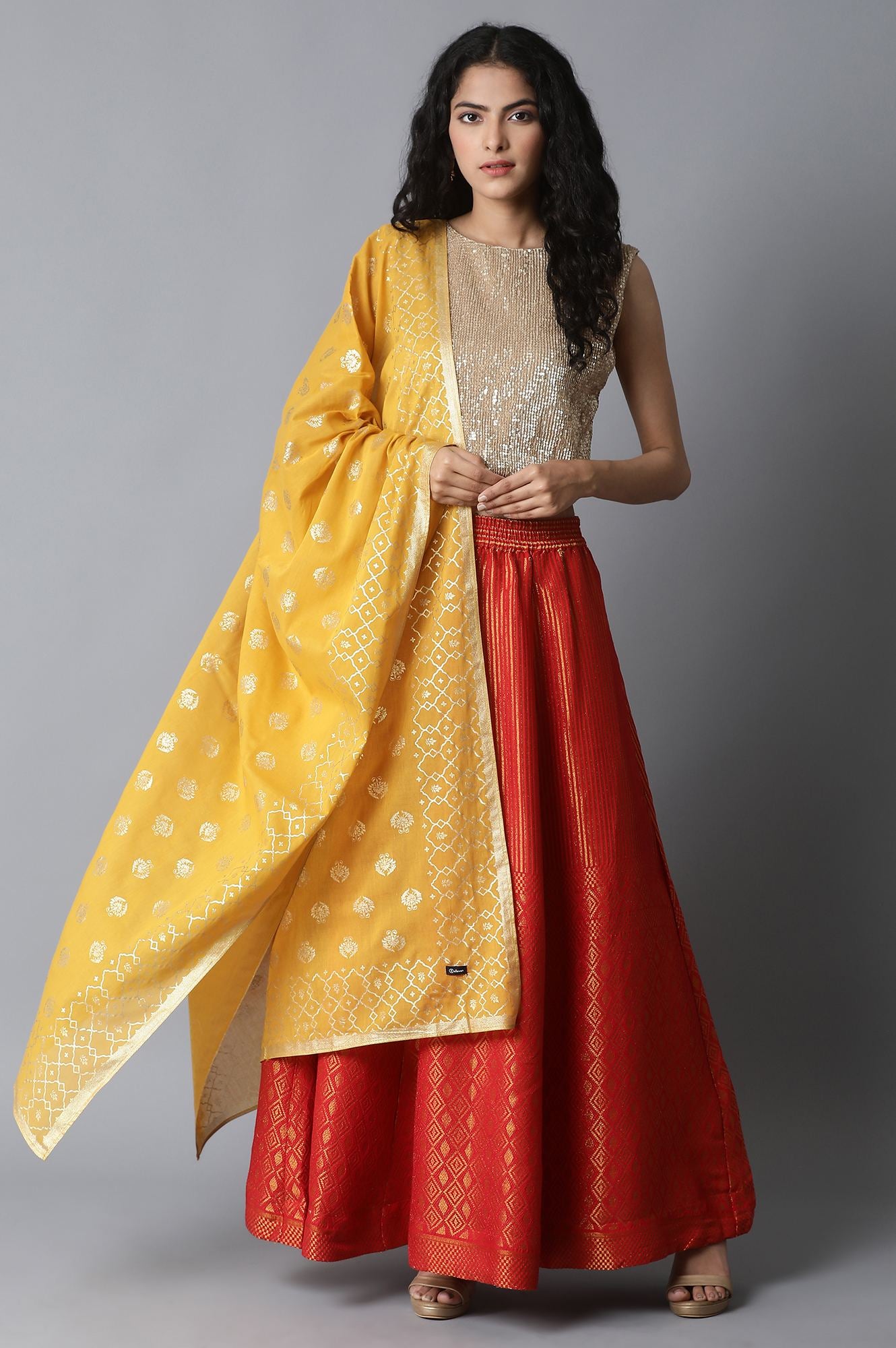 Yellow Printed Cotton Dupatta