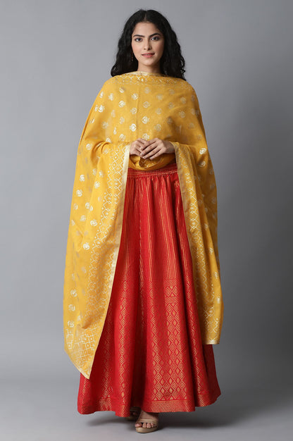 Yellow Printed Cotton Dupatta