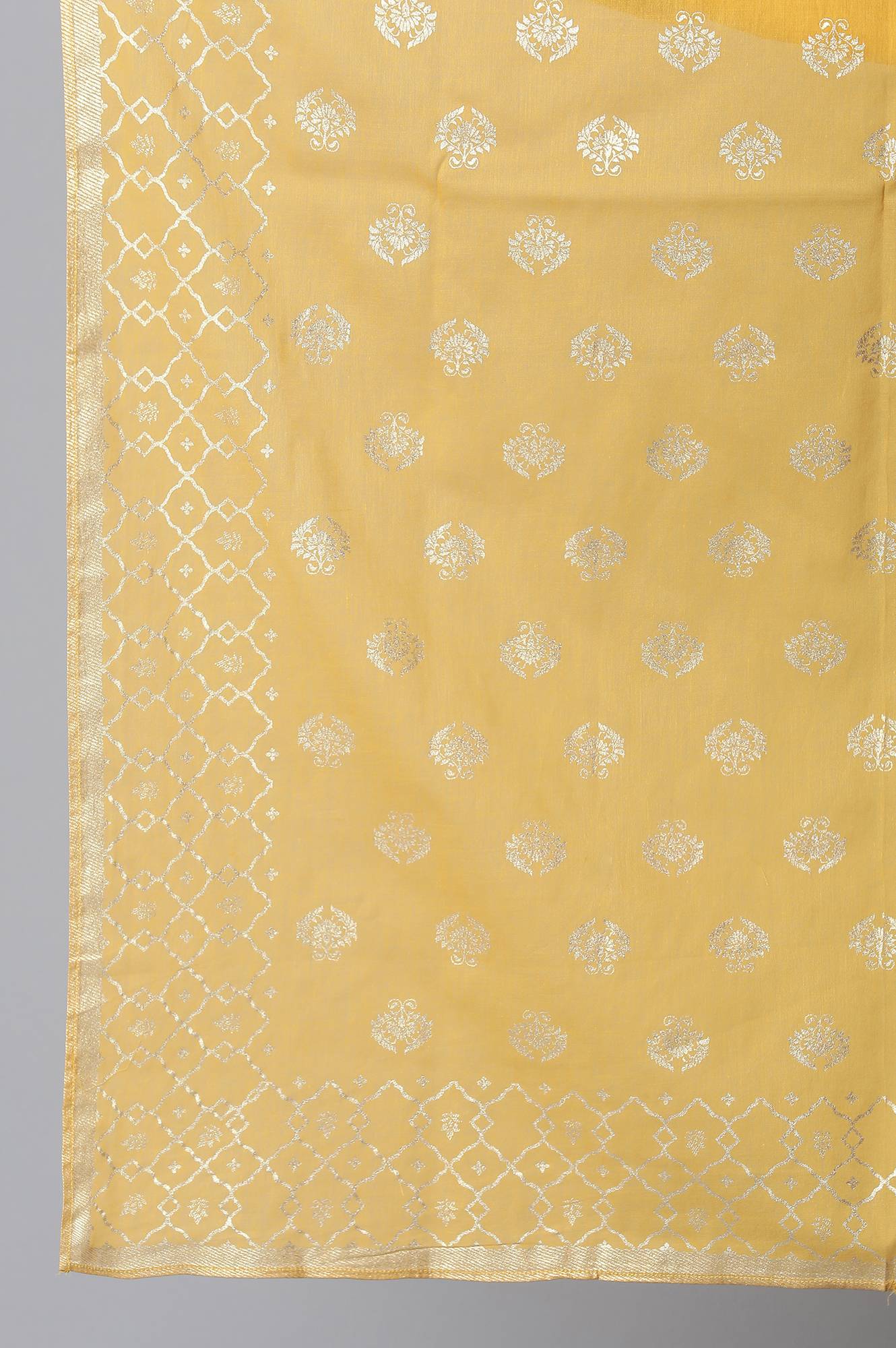 Yellow Printed Cotton Dupatta