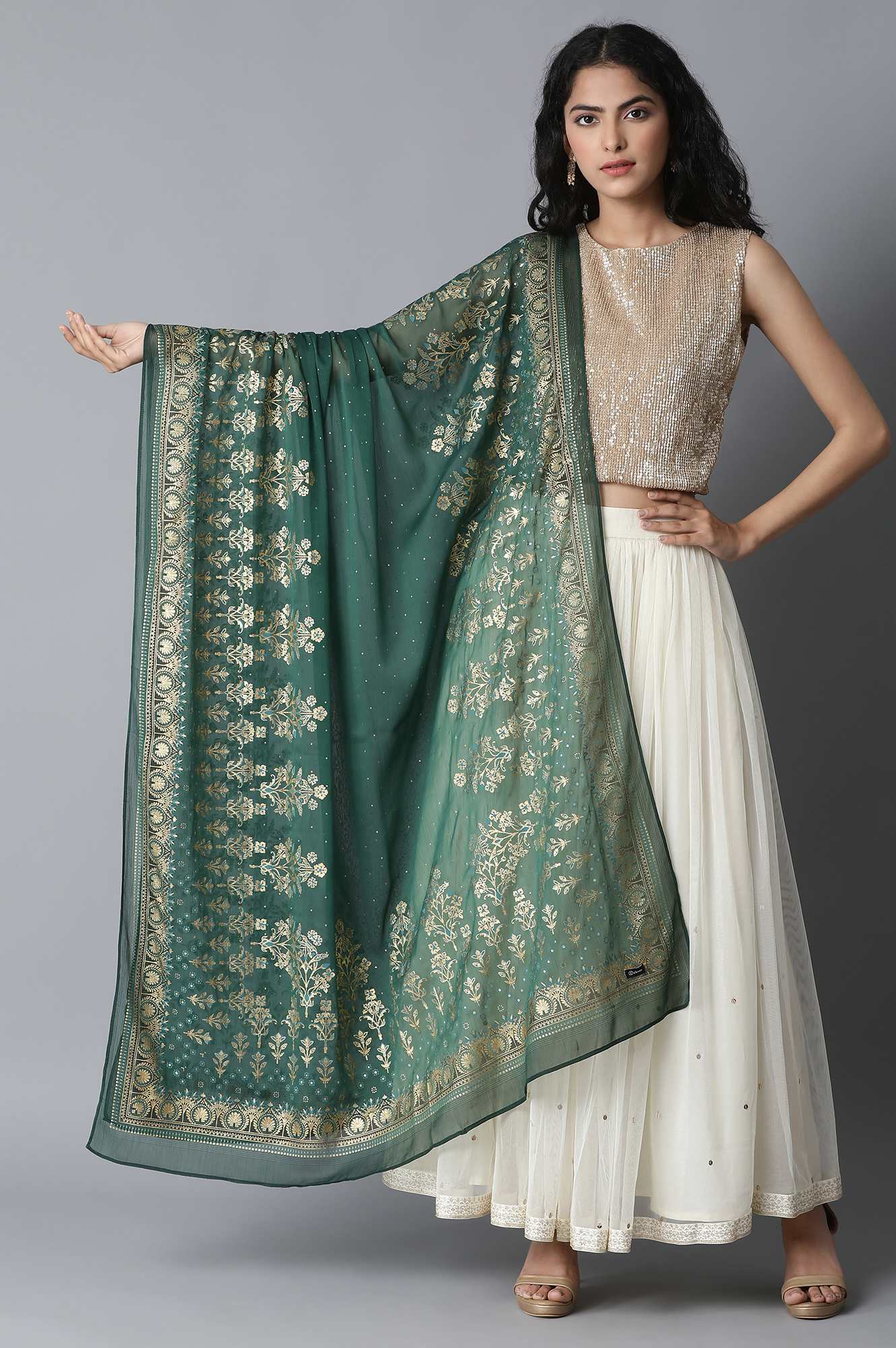 Green Chiffon Dupatta