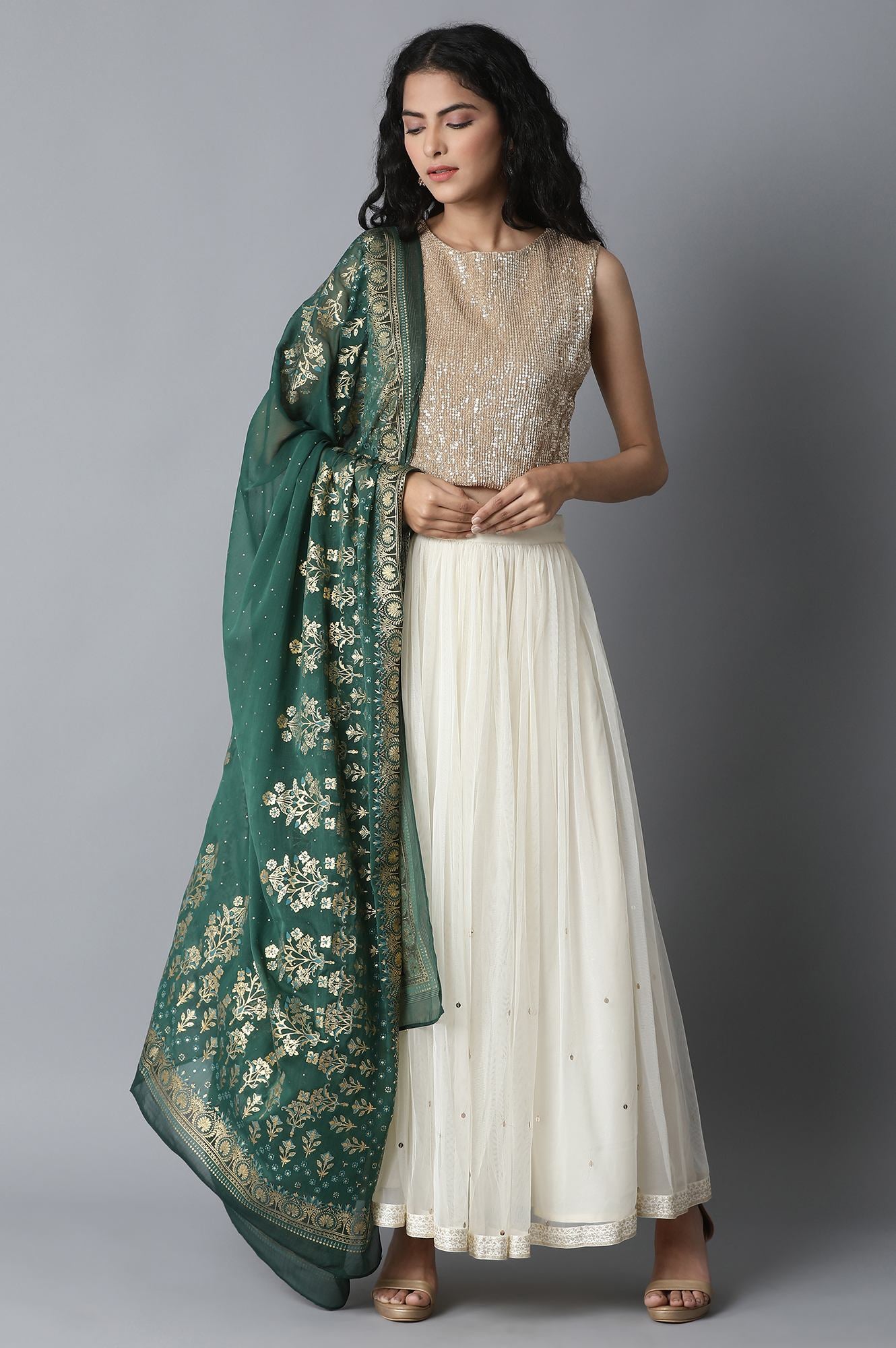 Green Chiffon Dupatta