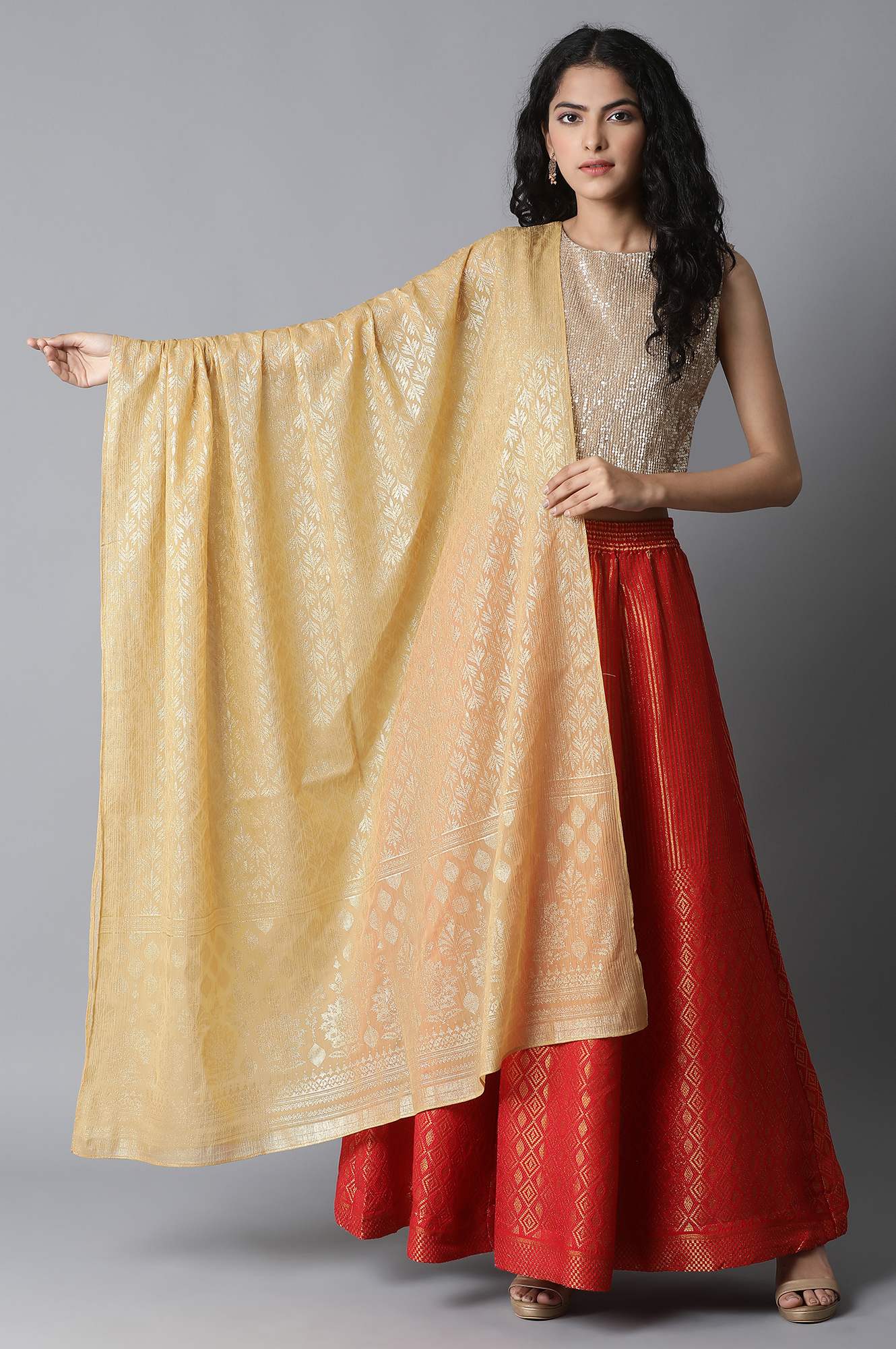 Gold Printed Chiffon Dupatta