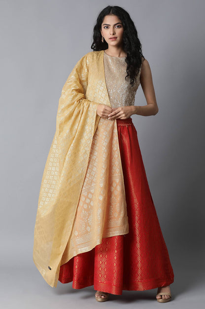 Gold Printed Chiffon Dupatta