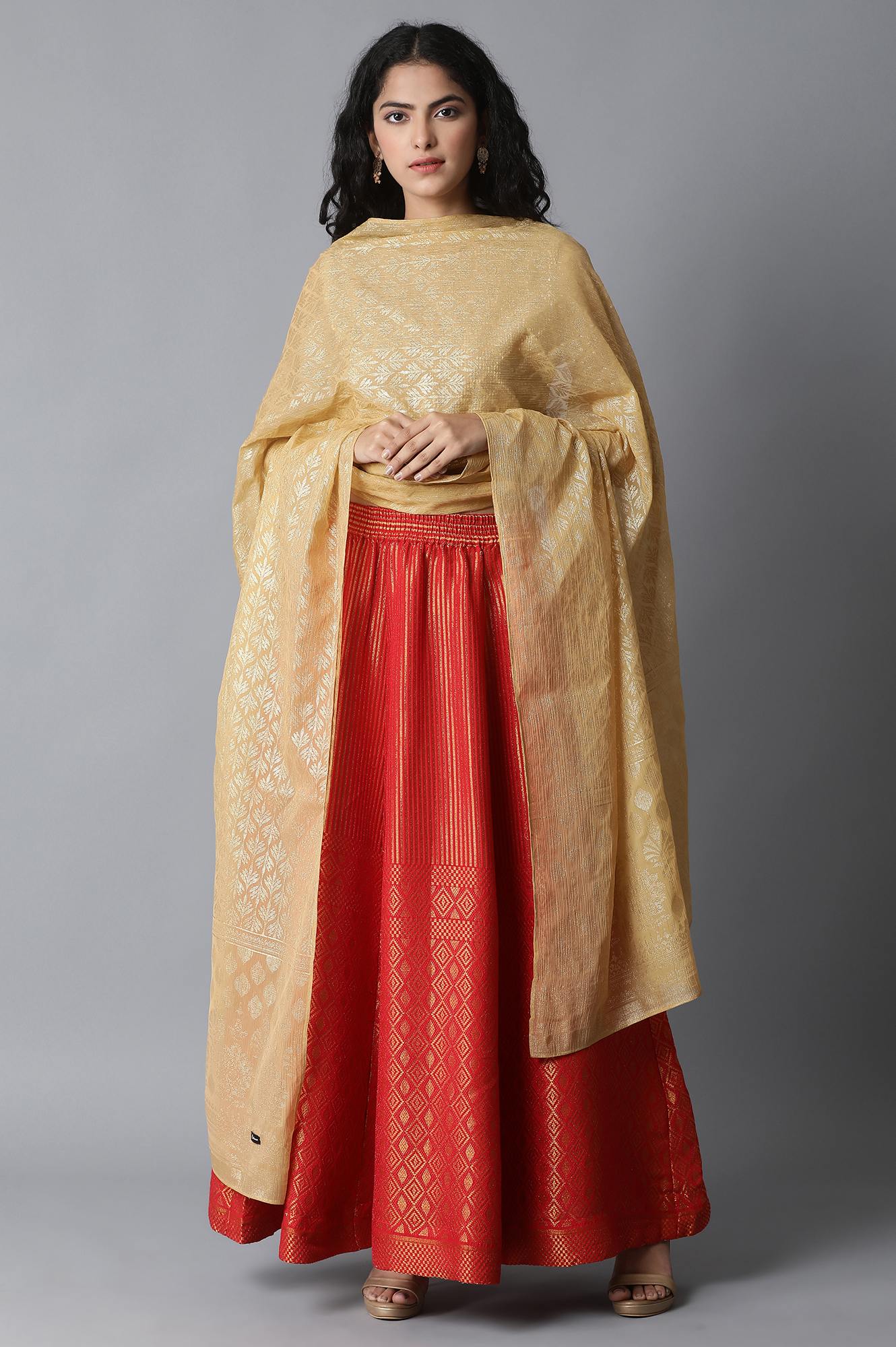 Gold Printed Chiffon Dupatta