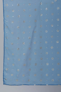 Blue Foil Print Dupatta