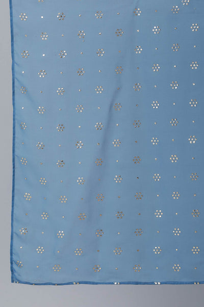 Blue Foil Print Dupatta