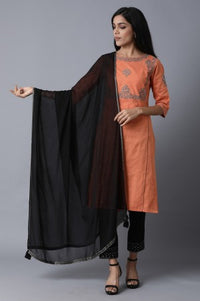 Black &amp; White Round Neck Sleeveless kurta