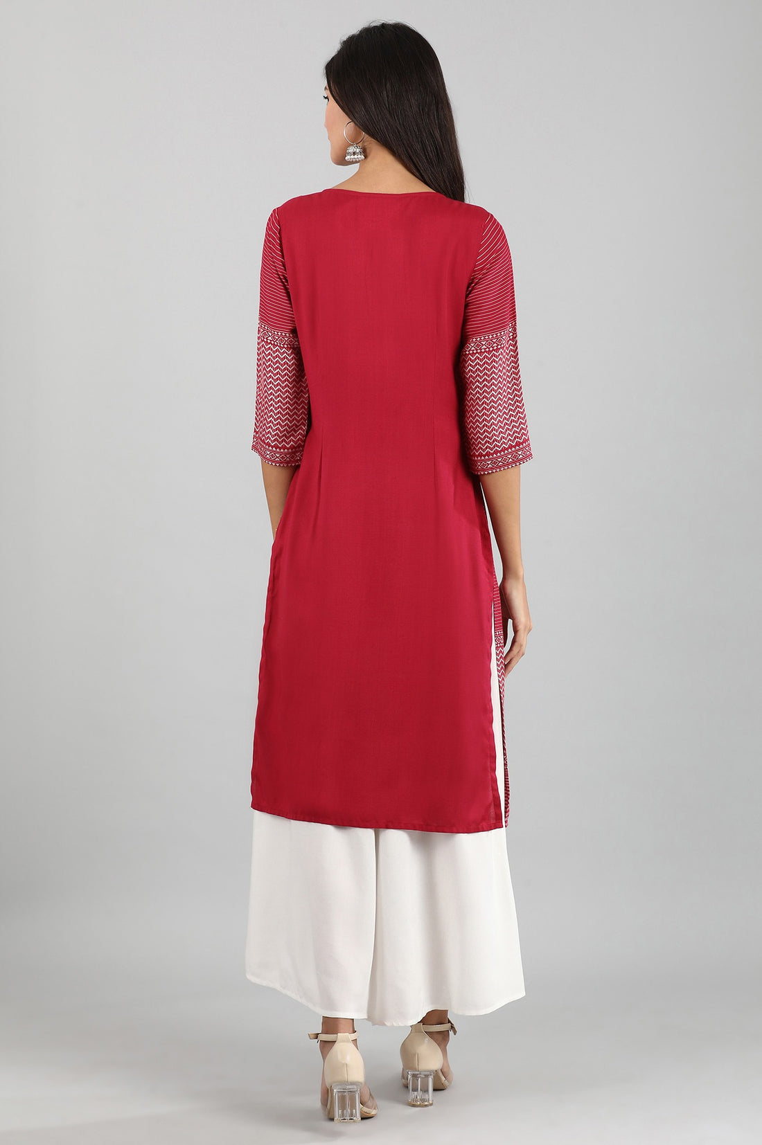 Pink Round Neck Yarn-dyed Liva kurta