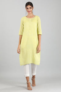Green Round Neck Yarn-dyed kurta