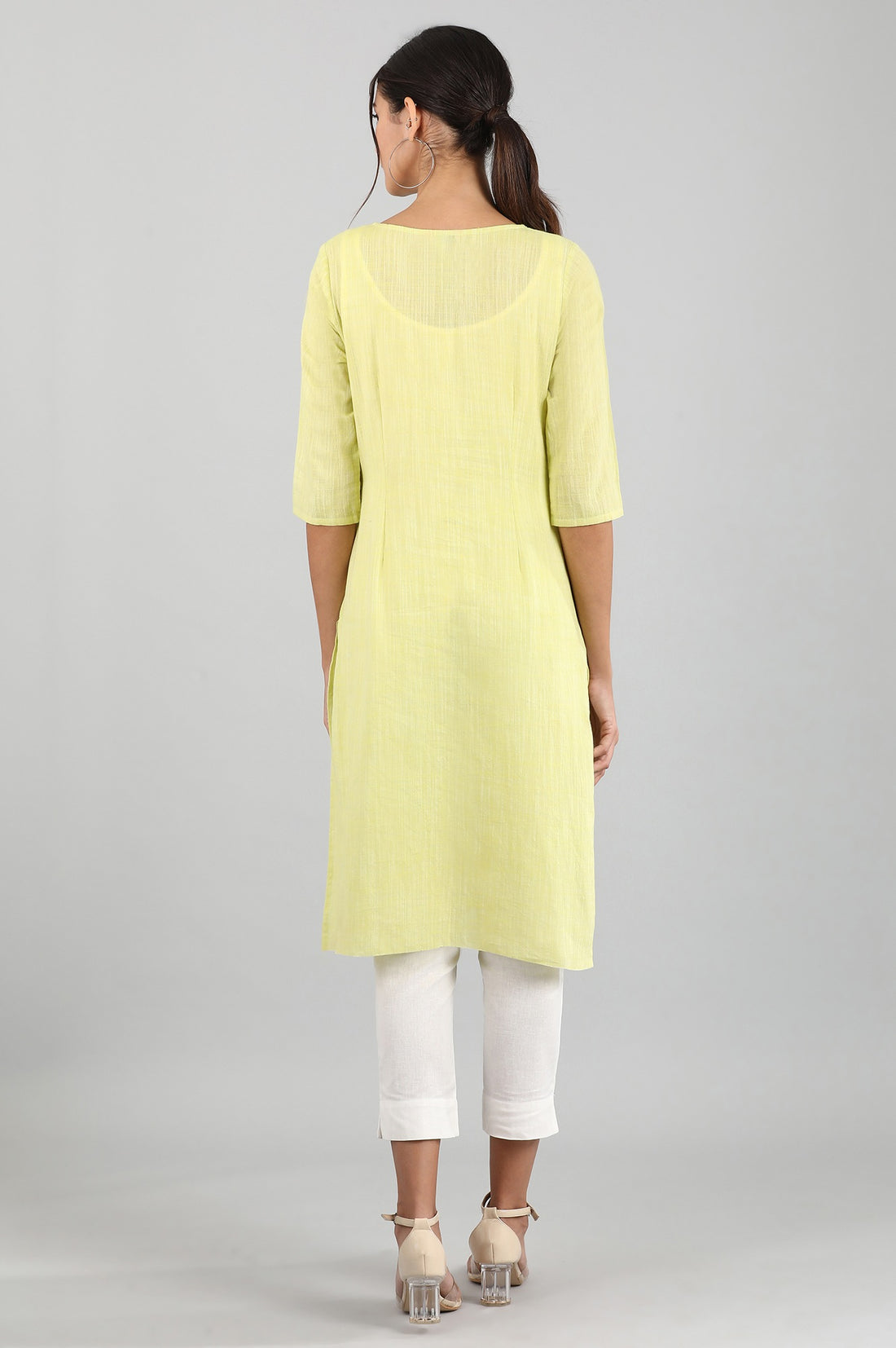 Green Round Neck Yarn-dyed kurta