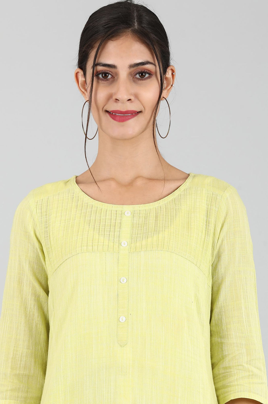 Green Round Neck Yarn-dyed kurta