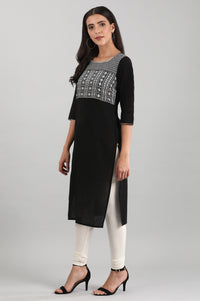 Black Yarn-Dyed Square Neck kurta