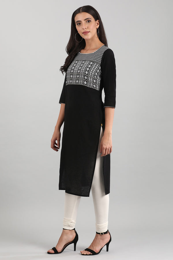 Black Yarn-Dyed Square Neck kurta