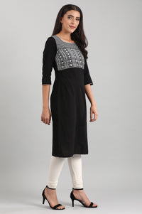 Black Yarn-Dyed Square Neck kurta