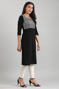 Black Yarn-Dyed Square Neck kurta