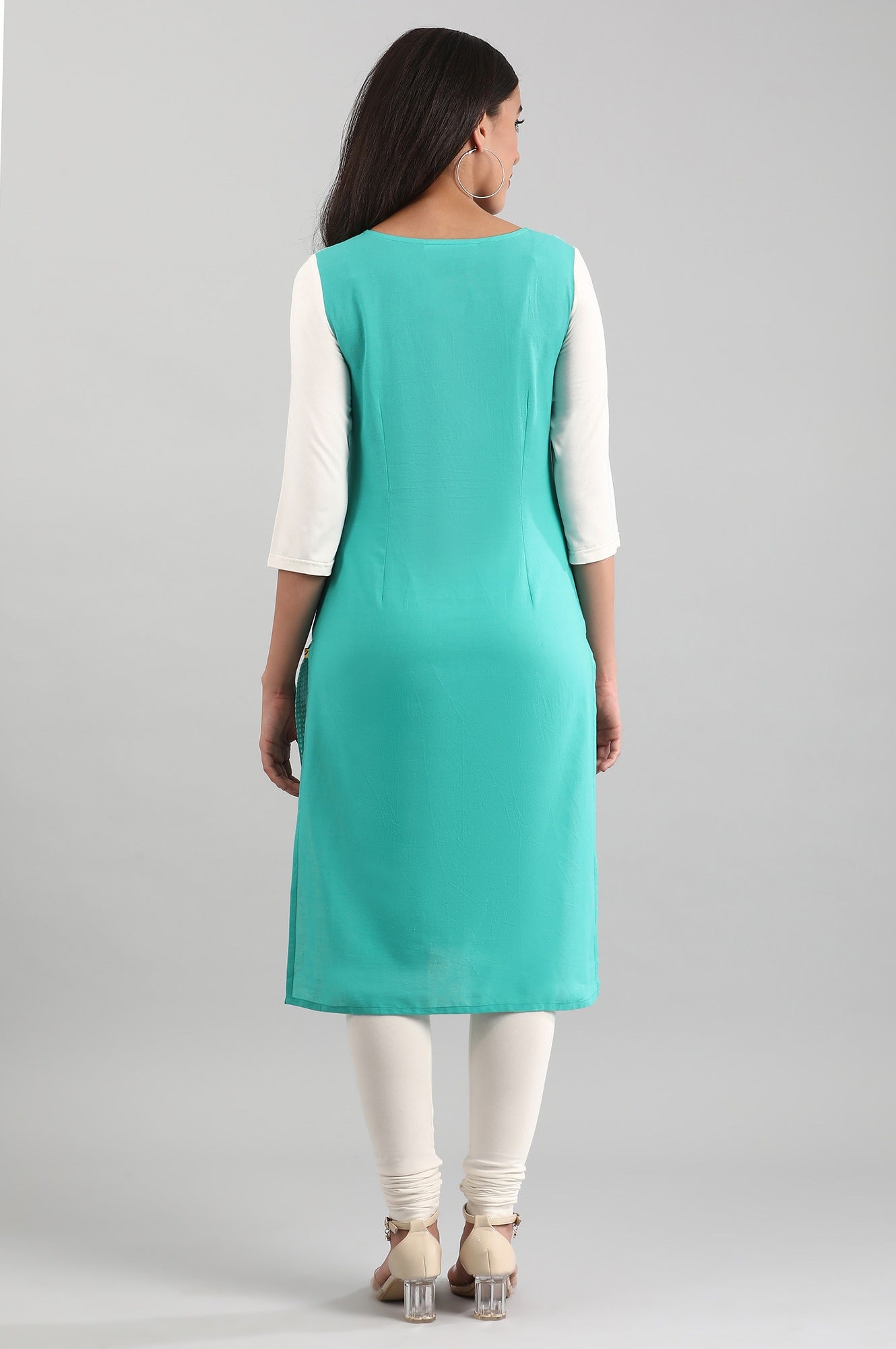 Green Round Neck Yarn-dyed kurta