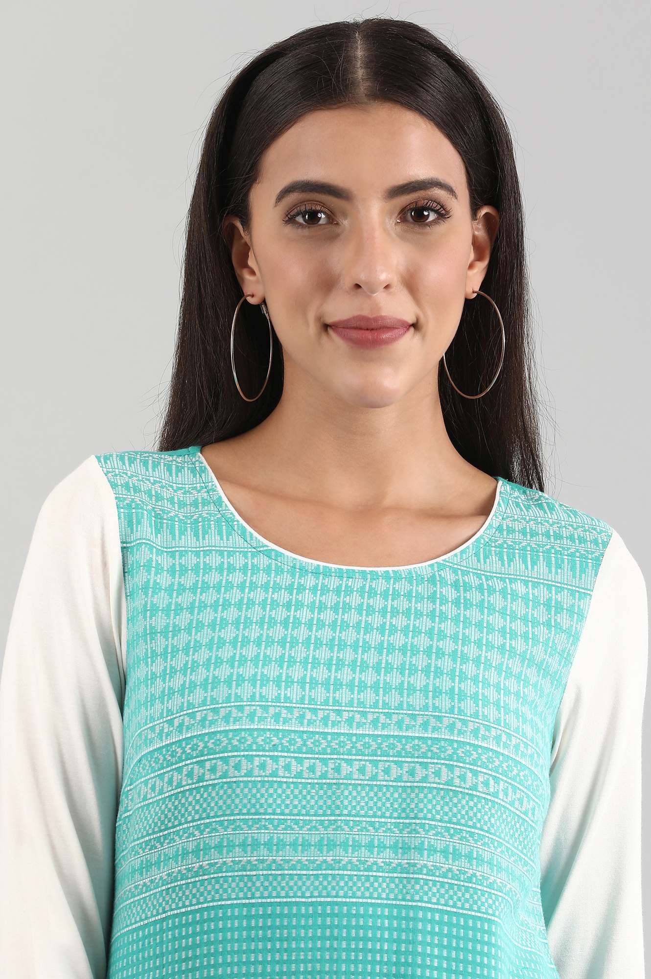 Green Round Neck Yarn-dyed kurta