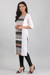 White Round Neck Yarn-dyed kurta