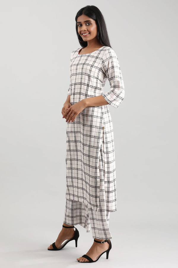 Disha Patani's White Checkered Liva kurta