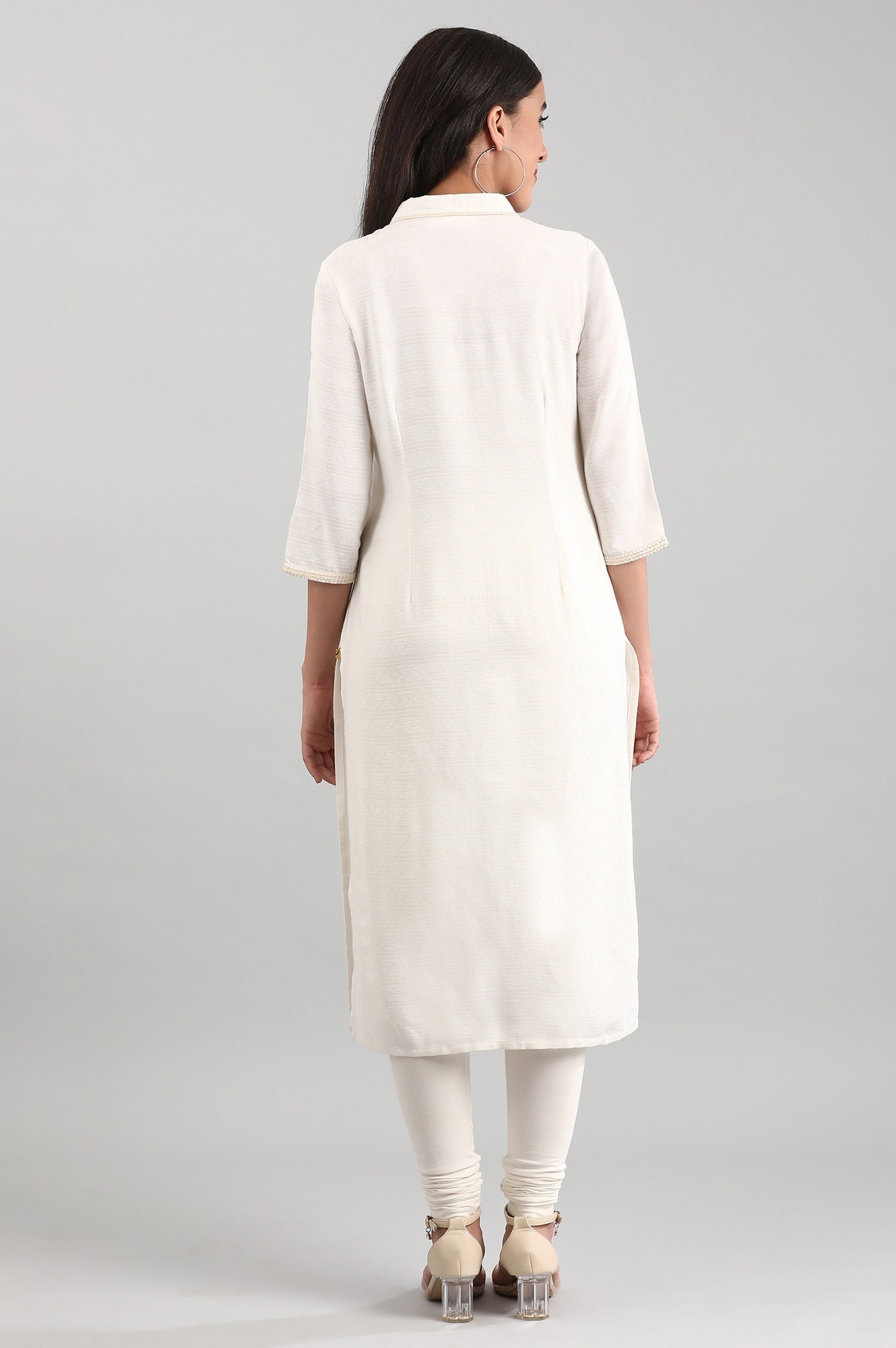 White Shirt Collar Liva kurta