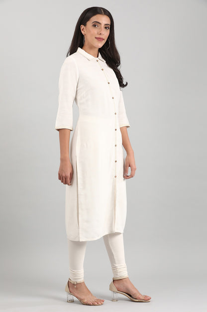 White Shirt Collar Liva kurta